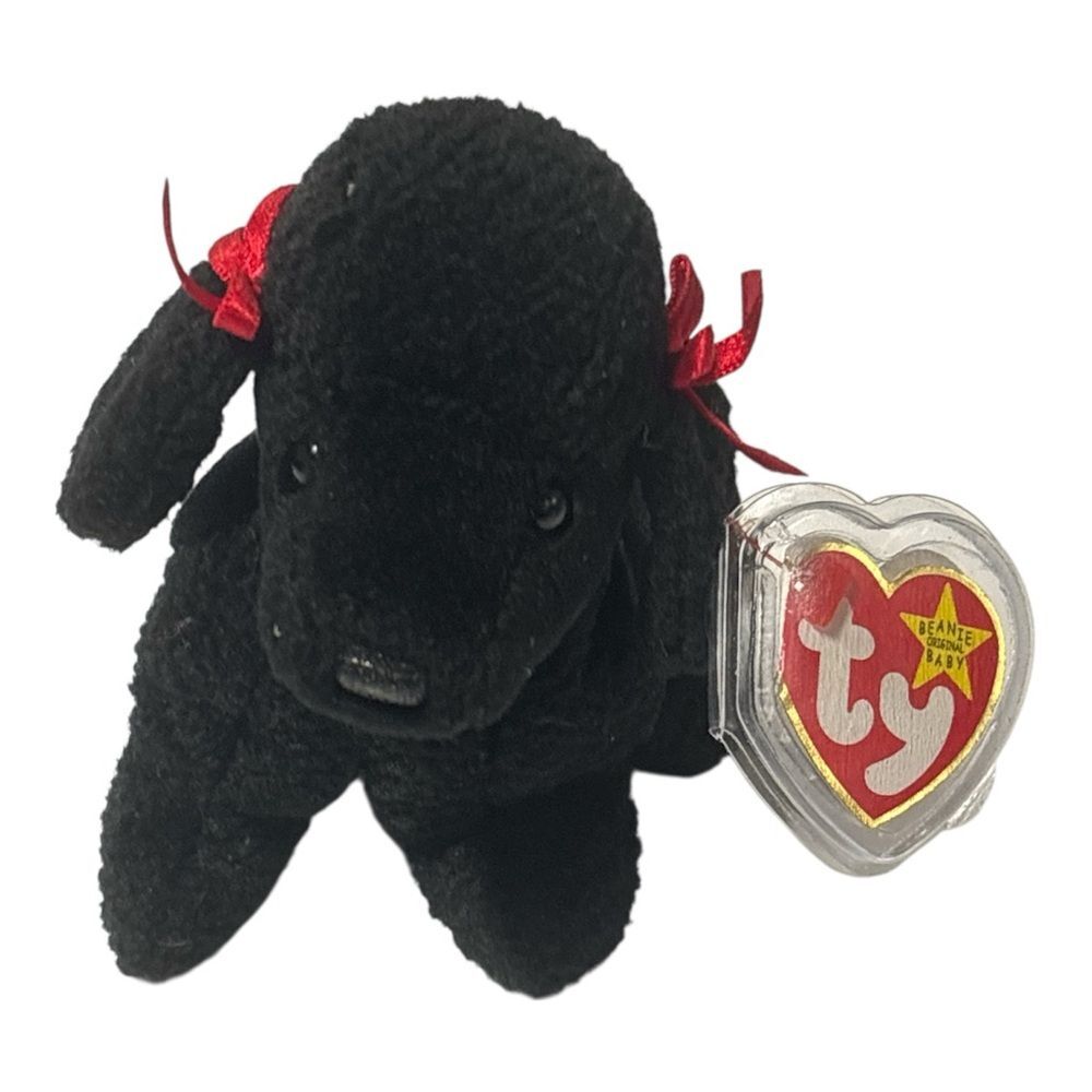 Ty Beanie Baby: Gigi the Poodle Dog with Red Bows